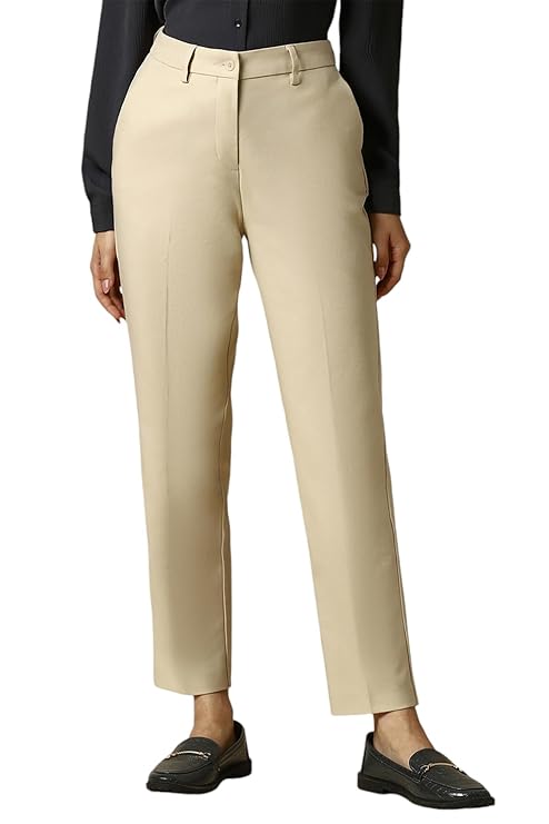 Allen Solly Women’s Beige Trousers – Stylish Office Bottoms
